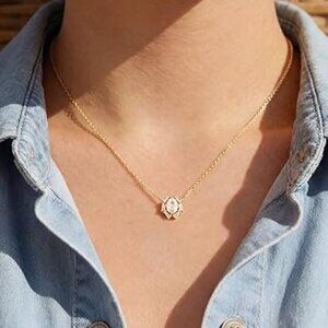 Neiman Marcus 14k Gold Plated Oval Star Charm Necklace